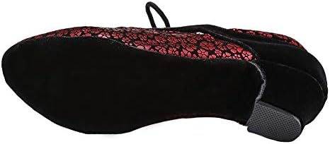 HIPPOSEUS Latin Dance Shoes for Women with Closed Toe Lace up Ballroom Latin Salsa Tango Dance Practice Shoes Low heel 1.75",Black Red, 6.5 B(M) US | Image 3