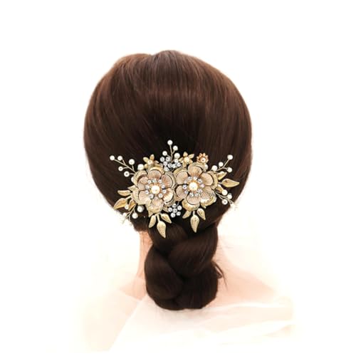Healvian レトロなフラワーデザインのブライダルヘアコーム ウェディングやパーティー向けヘアアクセサリー 結婚式用ヘッドドレス 花嫁のヘアスルに