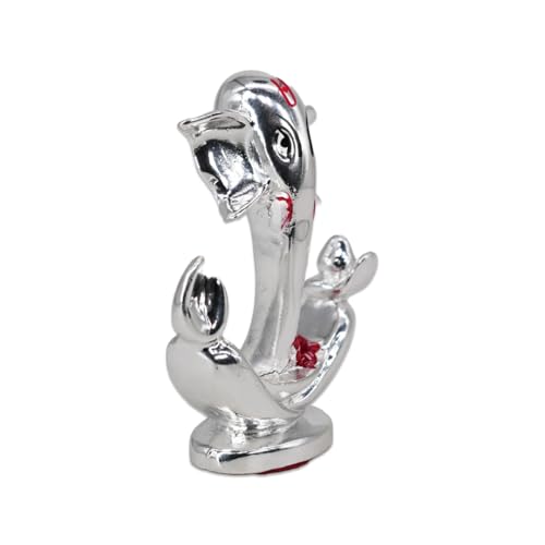 Image of Silver Flower Ganesha | Ganpati Idol for Car Dashboard | Perfect for Gifting, Office Desk & Home Temple,God |Prosperity & Protection | Height 2.7 Inch