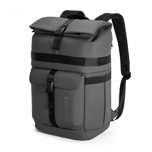 [Kingsons] リュック ビジネスリュック メンズ 防水 15.6インチ PCリュック防水 ファスナー 軽量 リックサックメンズ 大容量 A4収納可 通勤 バックパック 薄型 高校生 通学 出張 旅行（ KS3333W-ライトグレー）