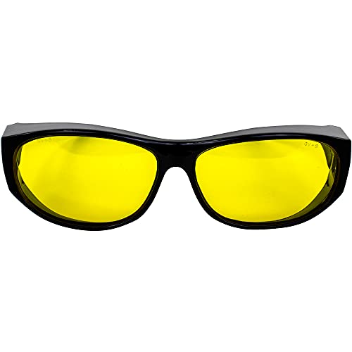 Global Vision Escort Fits Over Most Glasses Motorcycle Sunglasses 2 Pair Black Frame w/Yellow Lenses2