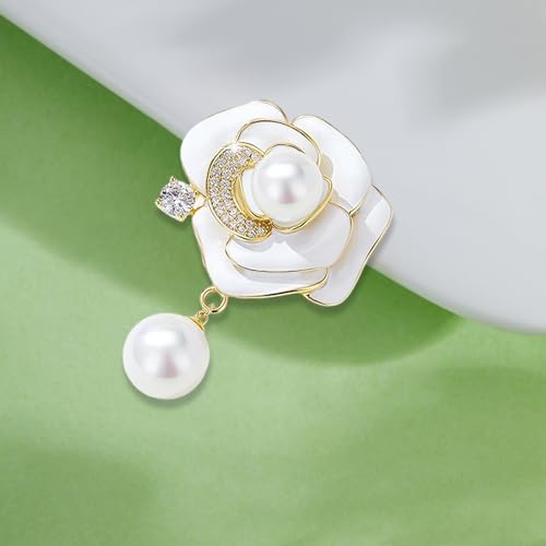 Image of Gold Crystal Flower Wreath Brooches for Womne Elegant Rhinestone Pearl Floral Brooch Pins Fashion Jewelry Brooch pin Accessories for Women Gift