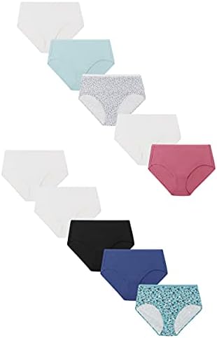 Just My Size Women's Plus Size Cool Comfort Cotton Brief 10-Pack, Assorted, 11