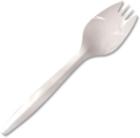 Berkley Square Wrapped Plastic Sporks, 5.5" Medium Weight, White, 1000-Pack