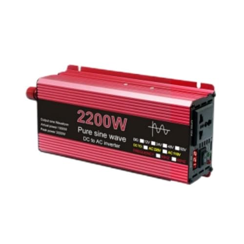 Inversor de Corriente, Inversor De Onda Sinusoidal Pura DC 12V/24V 1000W 1600W 2200W 3200W Convertidor Banco Energía Portátil Solar para autocaravanas, Camping(1000w-24v)