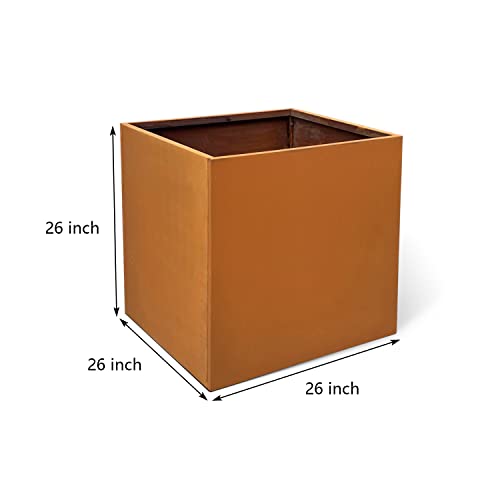 Gzgneevl Corten Steel Planter Box Metal Square Planters Steel Large Planter Outdoor Tall Plant Durable Antique Detached For Commercial Residential Patio Deck And Backyard 26 Inch #TOP1