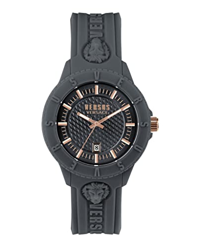 Versus Versace Tokyo Silicone Date Collection Luxury Mens Watch Timepieces with a Grey Strap, Case and Dial