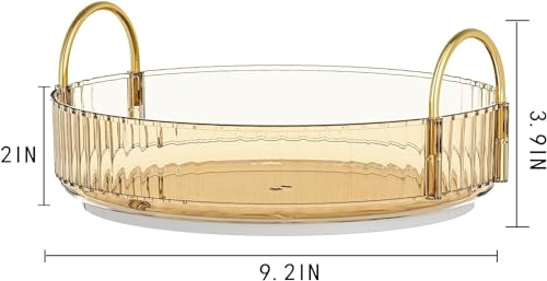 Image of 360 Rotating Makeup Organizer, Bathroom Make Up Spinning Holder Rack, Large Capacity Cosmetics Storage Vanity Shelf Countertop, Fits Cosmetics, Perfume, Skincare, Lipsticks (1 Tier, Amber)
