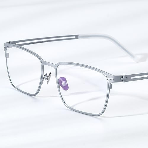 Image of FONEX Pure Titanium Glasses Frame Men Square Magnet Clip On Eyeglasses with Polarized Lens