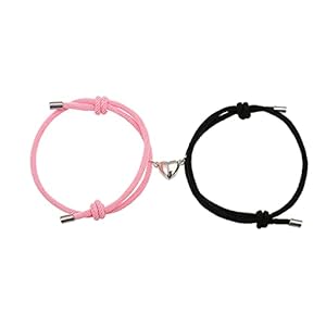 Couple Magnetic Bracelets, Relationship Bracelet Couple Gifts for Boyfriend Girlfriend Men Women and Your Lover, 2 PCS Mutual Matching Couple Bracelets with Love Heart Pendant