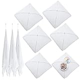 Food Covers, Set of 8 Food Covers in 2 Sizes(17 inch and 14 inch), Fly covers, Fly Umbrella, Food Shield, food tent, Perfect Fly Protection for Food, BBQ, Buffets, Camping, Picnics, Pop-Up, White