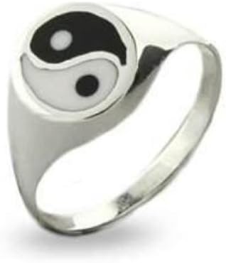 Elegant Jewel 925 Sterling Silver Unisex Round Ying Yang Asia Tai Chi Duality Symbol Ring (10)