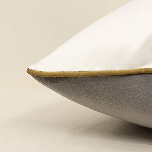 Avigers 12 X 20 Inches Gray White Gold Leather Striped Patchwork Velvet Cushion Case Luxury Modern Throw Pillow Cover Decorative Pillow For Couch Living Room Bedroom Car #TOP3