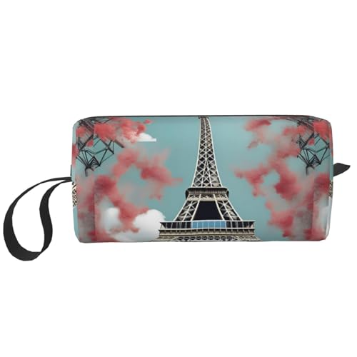 BREAUX Borsa cosmetica portatile con stampa Torre Eiffel, con cerniera, borsa per cosmetici da viaggio, borsa per la conservazione quotidiana, Torre Eiffel 2, taglia unica, Torre Eiffel 2, Taglia