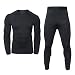 Mens Thermal Underwear Set Compression Winter Base Layer Warm Top & Bottom Ultra Soft Gear Sport Long Johns Set for Male with Fleece Lined (Pure Black, Large)