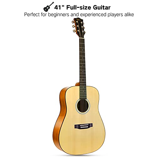 Guitare acoustique pleine grandeur 4/4,Hricane guitare folk Dreadnought 41″ pour débutants, adultes, table en acajou et épicéa avec accordeurs, clips variables, accordeurs et sac (naturel, HSM-401) - Les Beatles, Paul McCartney, John Lennon, RIngo Starr, George Harrison Guitare acoustique pleine grandeur 4/4,Hricane guitare folk Dreadnought 41" pour débutants, adultes, table en acajou et épicéa avec accordeurs, clips variables, accordeurs et sac (naturel, HSM-401) – Image 3