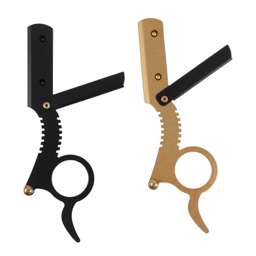 FRCOLOR Beard Shaver Manual Razor Set 2pcs Single Blade Razor Barber Supplies Head and Face Shaving