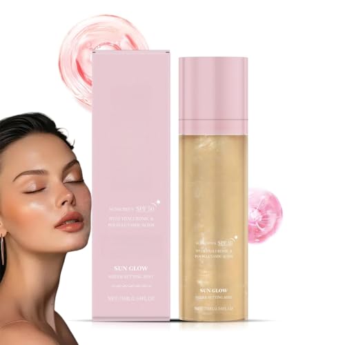 Setting Mist Sunscreen SPF 50 Shimmering Body Oil Mist Hydrating Makeup-Friendly Glow Spray Makeup Setting Mist Non-Greasy&Fast-Absorbing for Face & Body Sunscreen Spray Maintain makeup