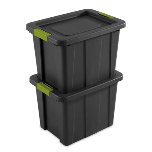 Image of Sterilite Latching Tuff1 Tote Containers w /Lids, 18 Gallon, 6-Pack | Flat Gray, Large Plastic Storage Bins - Heavy-Duty Stackable Organizer Boxes for Home, Office, Basement, Closet, & Garage