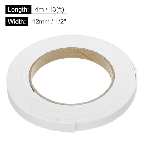 Image of uxcell 2pcs Rolls Single Sided Foam Tape Removeable EVA Sponge Mounting Tape Strong Adhesive Tape Strips(White, 13ft x 1 /2 inch x 1 /16 inch) for Home Paint Wall Hanging Poster Decor