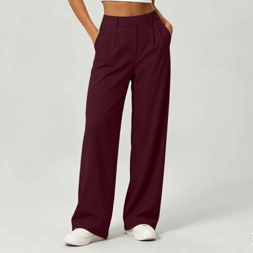 Womens High Waisted Dress Pants Baggy Stretchy Straight Wide Leg Trousers - image 2