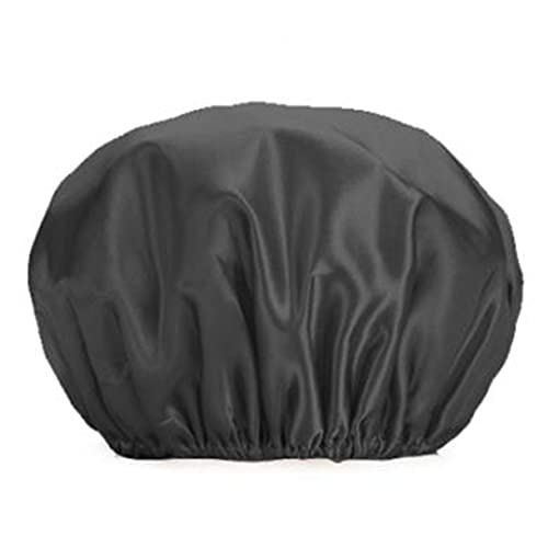 Cuffia da doccia impermeabile riutilizzabile a doppio strato per capelli, cuffia da doccia in EVA per la protezione dei capelli con fascia elastica, accessori da bagno (Nero)