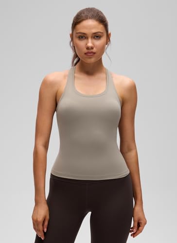 Image of CRZ YOGA Butterluxe Racerback Tank Waist Length | Yoga, Extremely Soft, Tight Fit, Scoop Neck, Sleeveless Tops for Women