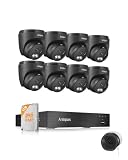 Anlapus 8CH 4K Home Security Camera System Outdoor with AI Human Vehicle Detection, 8 x Wired Surveillance Dome Camera and 3K Magnetic Window Cam, 80ft Night Vision, Audio Recording, Remote Access