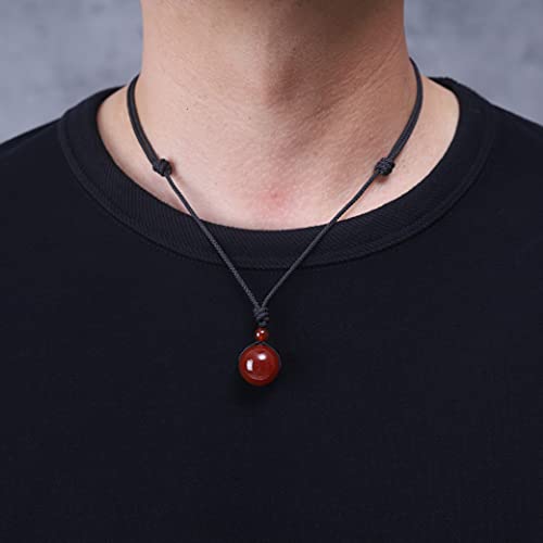 Coai Stone Bead Red Agate Pendant Necklace For Women Girls #TOP2