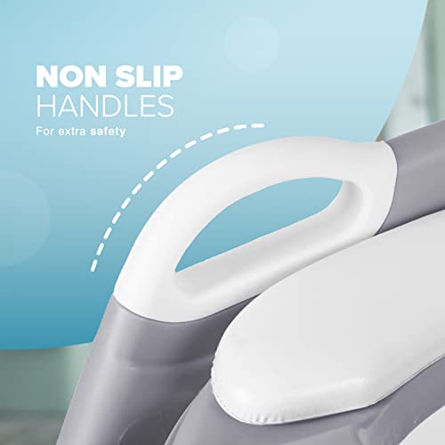 KIDOOLA Adjustable Potty Ladder Seat for Toilet Training with Steps,Handle & Soft Cushion Design Non Slip & Space Efficient Toddlers & Children Foldable & Easy Assembly Splash Guard Included Grey
