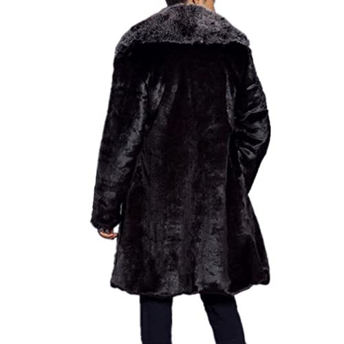 Colf Men's Winter Long Sleeve Turn Collar Faux Fur Coat Outwear Long Parka Jacket Overcoat2