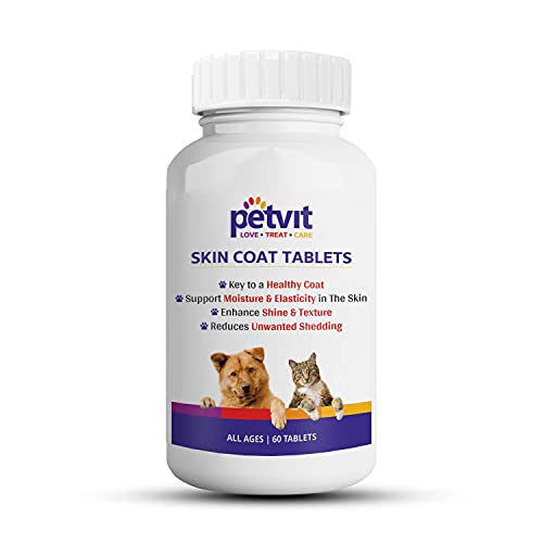 Petvit Skin & Coat Tablets for Dogs Promotes Healthy Skin & Shiny Coat – 60 Palatable Chewable Tablets | for All Age Group