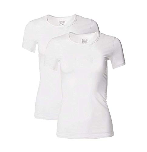 32 DEGREES Women 2 Pack Cool Scoop Neck Wicking Tee Shirt -White/White -Medium