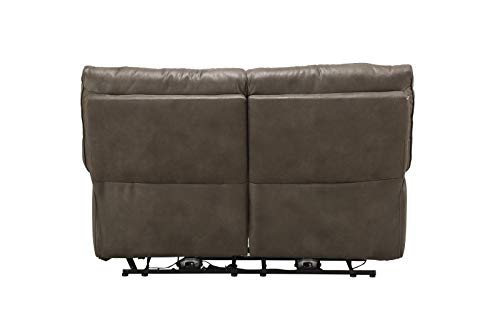 Sillón reclinable tapizado en cuero gris eléctrico miniatura 4