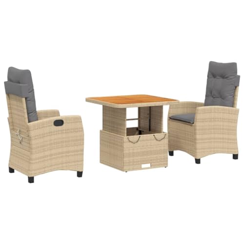 Salon extérieur résistant aux UV avec table relevable et fauteuils de jardin en rotin
