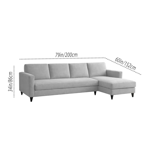 Image of Carlos RHS 4 Seater L Shape Sofa Set for Living Room & Home Office Furniture, Modern Durable Sectional Corner Sofa Couch, Premium Fabric Comfortable Seating with Strong Frame (Grey)