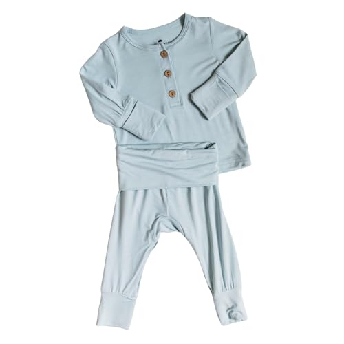 Image of OLLIE'S DAY- Bamboo Pajamas Two Piece Set - Blue 3-6m