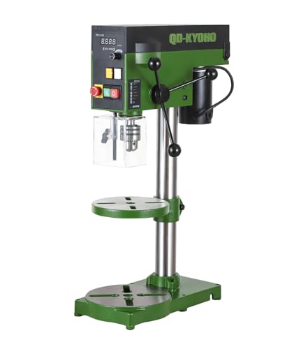 QD-KYOHO Präzisions-Tischbohrmaschine RB14-VS 350W DC-Motor 3502500 U/min 1 513 mm Bohrfutter Digitalanzeige Laser & LED Tiefenanschlag für Holz Metall Kunststoff Säulenbohrmaschine