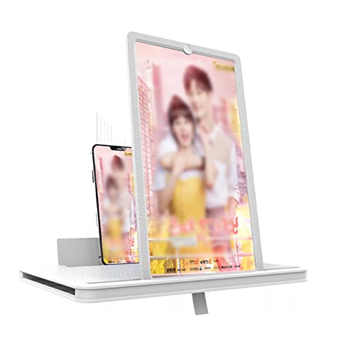 10インチ スクリーンアンプ 携帯電話 スマホ拡大鏡スタンド 大画面スマホ HD 2~3倍 3D 携帯 スクリーン拡大器 携帯電話スクリーンアンプ スマホ &タブレット(ホワイト)