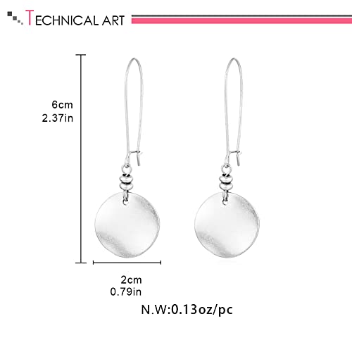 LILIE&WHITE Burnt Silver Round Disc Dangle Earrings For Women Geometric Earrings Fashion Earrings Costume Jewelry For Women Boho Earrings by LILIE&WHITE - Used condition - Image 5