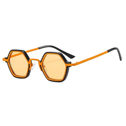 Lunettes de soleil rétro hexagonales à verres polygonaux dégradés UV400