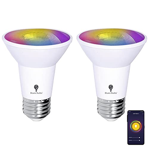 2 Pack PAR20 WiFi Smart Light Bulbs - No Hub Required 6W (60W Watt Equivalent) Indoor Smart Bulb - Dimmable Compatible with Amazon Alexa Google Assistant and Smart Life Apps Smart Flood RGBCW Bulb