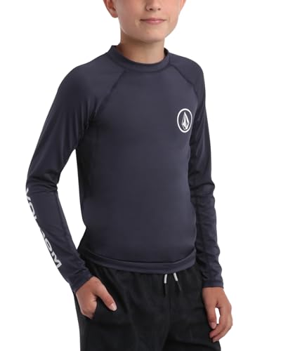 Volcom Camisetas de protección solar para niños, UPF 50+, secado rápido, manga larga, protección solar, camiseta de natación para niños (8-16), marino, X-Large