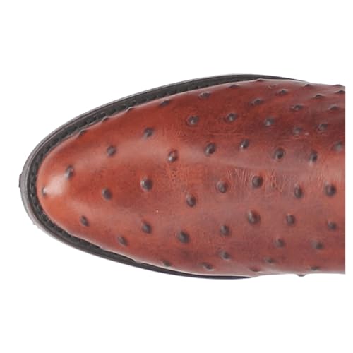 Image of Dingo Mens Ranger Leather Ostrich Print Round Toe Casual Boots Mid Calf