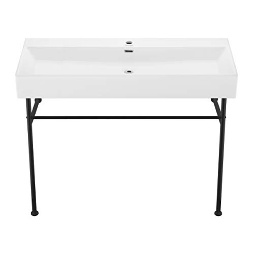 Image of Swiss Madison Well Made Forever SM-CS734, Claire 40 inch Ceramic Console Sink In Glossy White Basin
