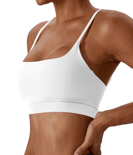 Image of Comper Sports Bra for Women Wirefree Racerback Workout Bras Sexy Thin Straps Yoga Sport Bras with Removable Pads