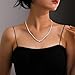 Gradual Moissanite Tennis Chain Necklace: 925 Sterling Silver 14k White Gold Plated Elegant Moissanite Necklace Dainty Simple Trendy Lab Diamond Strand Jewelry - Hypoallergenic Fashion Party Prom Wedding Birthday Gifts for Women