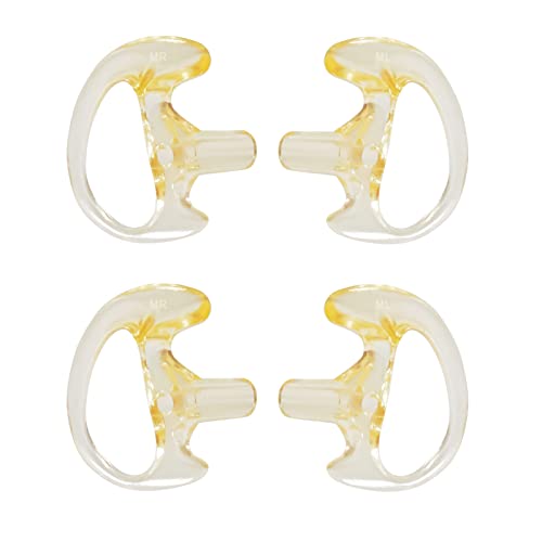 UAYESOK Clear Soft Silicone Earmold Universal Earbuds, Ear Mold Surveillance Kits for Walkie Talkie Acoustic Coil Tube Earpiece(2 Pairs, Orange, Medium Size)