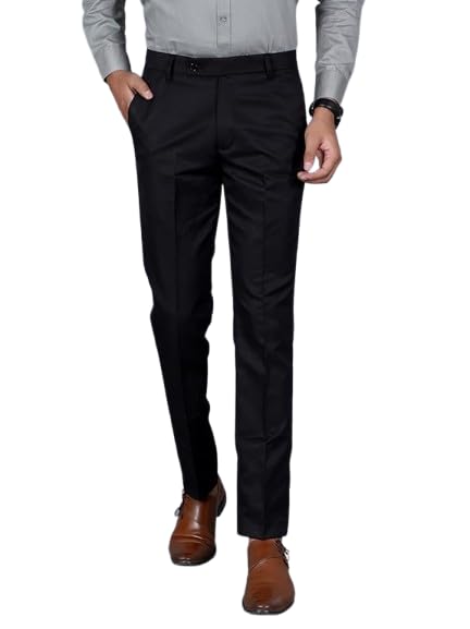 Men’s Stylish Slim Fit Trouser | Comfortable Formal Office Wear Pants for Men (in, Numeric, 34, Regular, Black)-picture-12