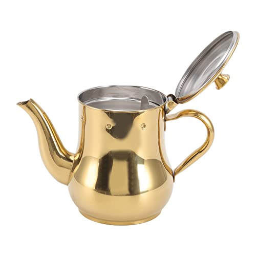 Stainless Steel Teapot Kettle Aerodynamic Water Outlet Ergonomic Handle 500ml for Home Use (Gold)